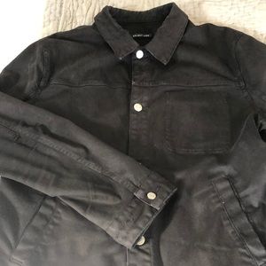 Helmut Lang distressed black truckers jacket.
